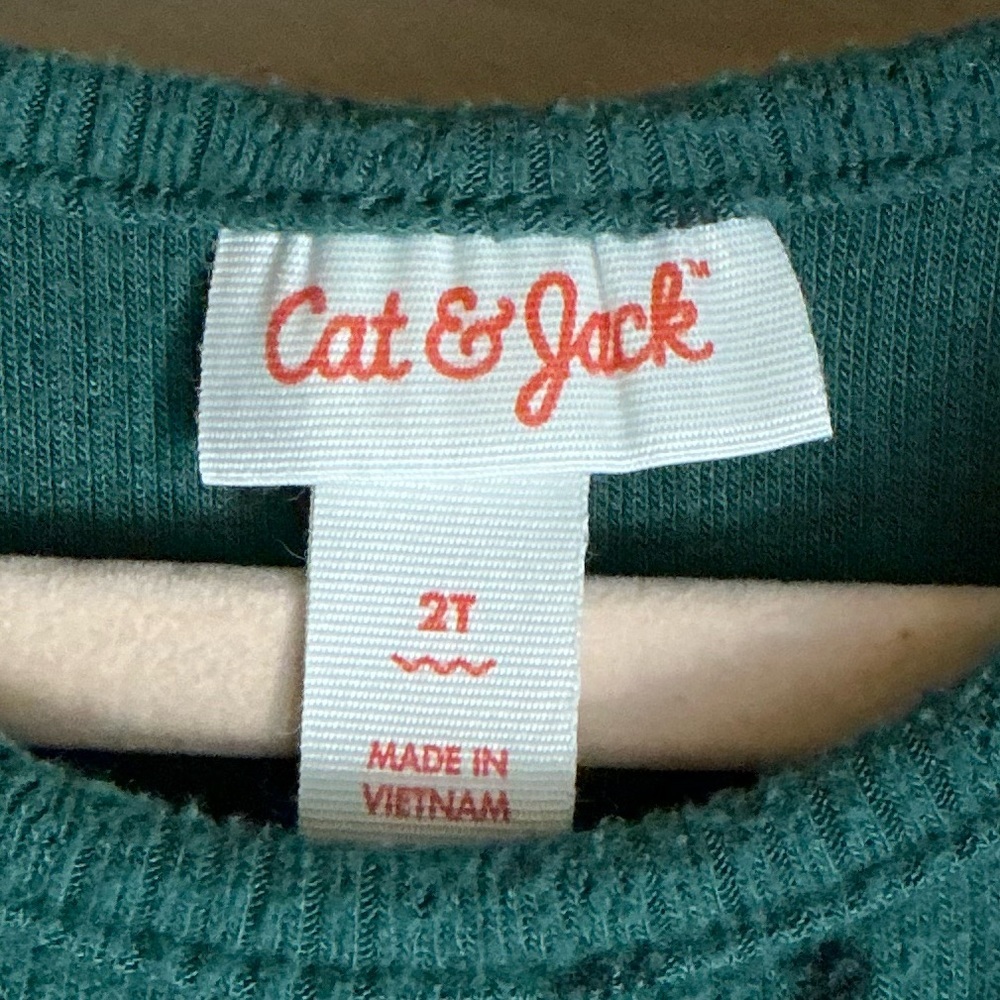 KIDS: Cat & Jack Green Long Sleeve Knit Tulle Dress - Picture 7 of 7